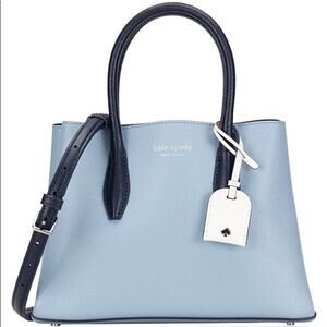 Kate Spade Small Eva Crossbody Leather Satchel Handbag in Blue Leather